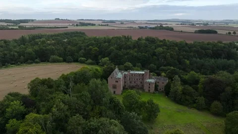 Hutton Castle from a drone, Whiteadder Water, Chirnside, Scottish Borders, UK Stock-Footage 317444925