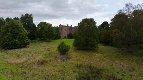 Hutton Castle from a drone, Whiteadder Water, Chirnside, Scottish Borders, UK Stock-Footage 317444926