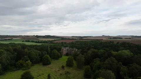 Hutton Castle from a drone, Whiteadder Water, Chirnside, Scottish Borders, UK Stock-Footage 317444959