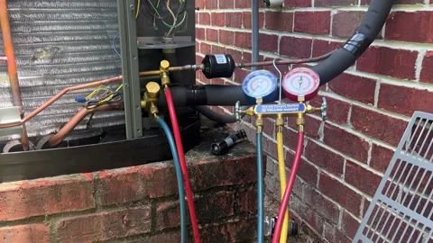 Hvac AC unit in 4k 60fps pan down shot. Stock Footage 202606940