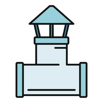Hvac chimney cap vent pipe drawing icon Stock Illustration