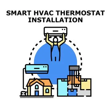 Hvac climate control system installing for smart temperature regulation Stock Illustration