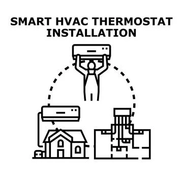 Hvac climate control system installing for smart temperature regulation Stock Illustration