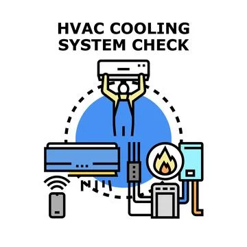 Hvac cooling system check and maintenance illustration Ilustración de archivo