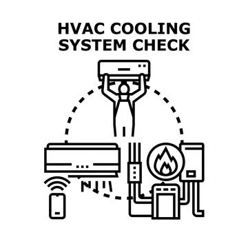 Hvac cooling system check and maintenance illustration Stock Illustration