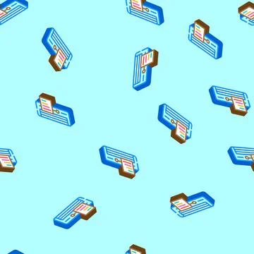 Hvac energy efficient isometric icon seamless pattern Stock Illustration