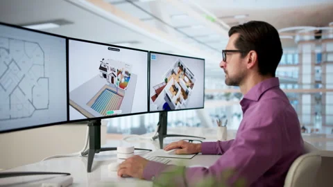 HVAC Engineer Uses Software Stock Footage 335457526