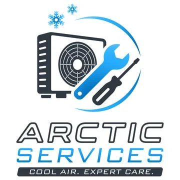 HVAC Heat Pump and Air Conditioner Logo Design Stock Illustration