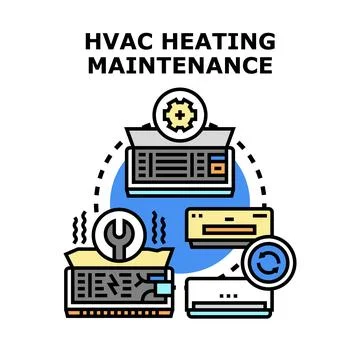 Hvac heating maintenance service concept with repair and installation Stock Illustration