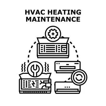 Hvac heating maintenance service concept with repair and installation Stock Illustration