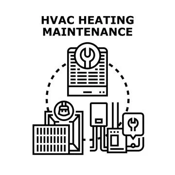 Hvac heating maintenance service installing climate control system Stock Illustration