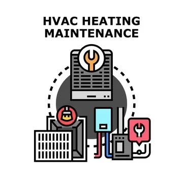 Hvac heating maintenance service installing climate control system Stock Illustration