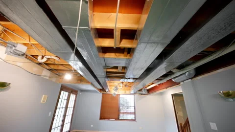 Hvac heating, ventilation, air conditioning system under the ceiling in the Stock Footage 318760680