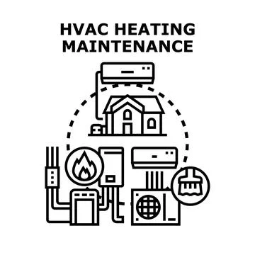 Hvac heating ventilation air conditioning maintenance concept Stock Illustration