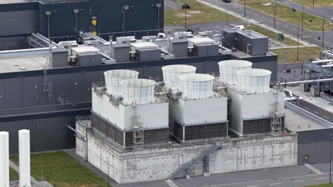 HVAC installation on a large data center, computing and cloud services. Stock Footage 317843040