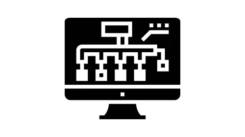 Hvac layout design glyph icon animation Video stock 165318584
