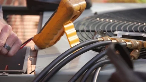 HVAC Meter Check Outdoor Unit Video stock 69860324