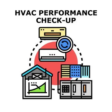 Hvac performance check up, climate control system analysis Stock Illustration