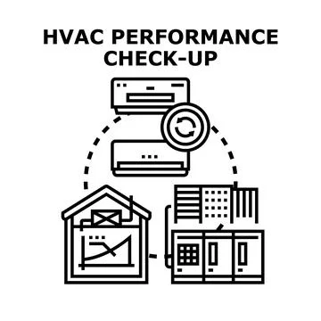 Hvac performance check up, climate control system analysis Stock Illustration