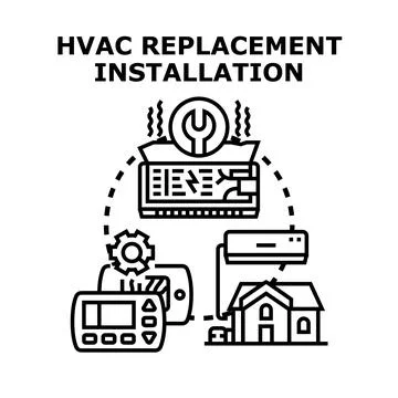 Hvac replacement installation service and maintenance concept Ilustración de archivo