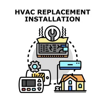 Hvac replacement installation service and maintenance concept Ilustración de archivo