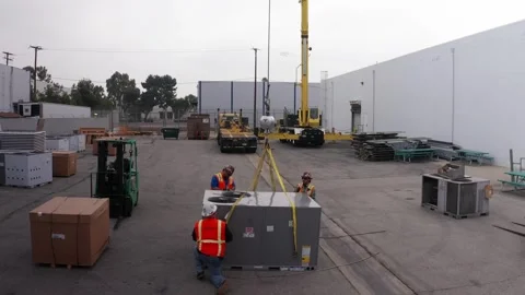 HVAC Rooftop Installation at Commercial Building Vídeos de archivo 346188937