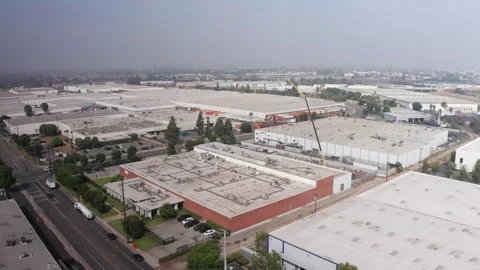 HVAC Rooftop Installation at Commercial Building Stock Footage 346750287