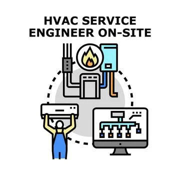 Hvac service engineer providing climate control system maintenance Stock Illustration