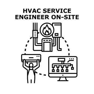 Hvac service engineer providing climate control system maintenance Stock Illustration