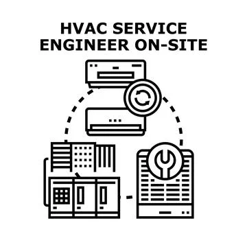 Hvac service engineer providing maintenance for climate system Stock Illustration