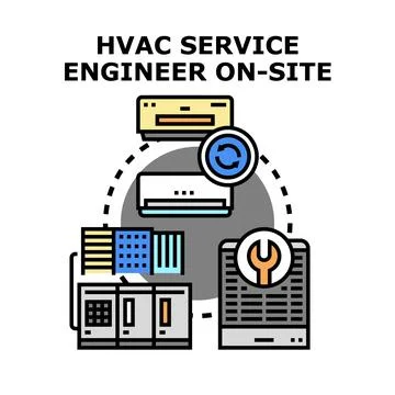 Hvac service engineer providing maintenance for climate system Stock Illustration