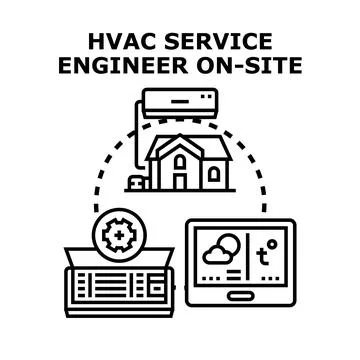 Hvac service engineer working on climate control system Stock Illustration