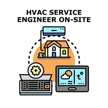 Hvac service engineer working on climate control system Stock Illustration