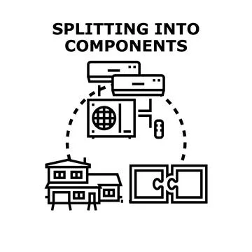 Hvac system components and part splitting concept Ilustración de archivo