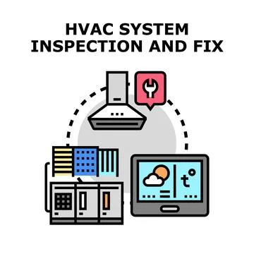 Hvac system inspecting and fixing concept vector Stock Illustration