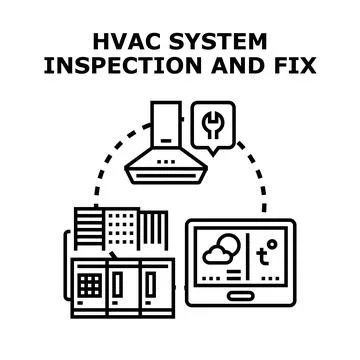 Hvac system inspecting and fixing concept vector Stock Illustration
