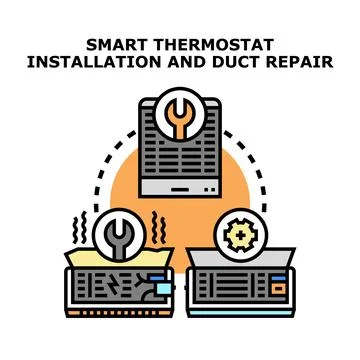 Hvac system installing and repairing services illustration Stock Illustration