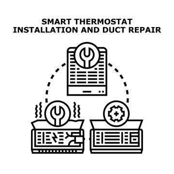 Hvac system installing and repairing services illustration Stock Illustration