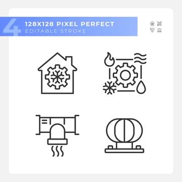 Hvac system linear icons set Stock-Illustration
