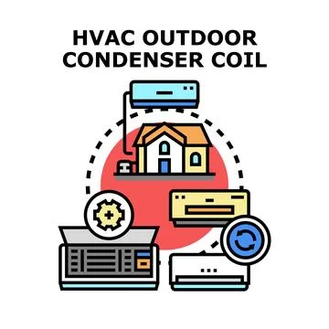 Hvac system maintaining comfortable temperature inside house Illustrazione stock