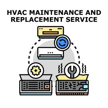 Hvac system maintenance and replacement service concept Ilustración de archivo