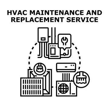 Hvac system maintenance and replacement service concept Ilustración de archivo