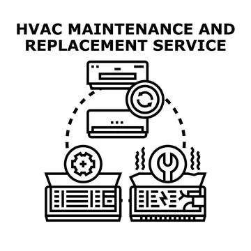 Hvac system maintenance and replacement service concept Ilustración de archivo