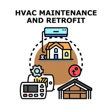 Hvac system maintenance and retrofit concept illustration Ilustración de archivo