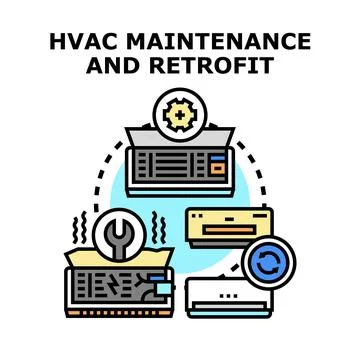 Hvac system maintenance service and retrofit concept Stock Illustration