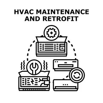 Hvac system maintenance service and retrofit concept Stock Illustration