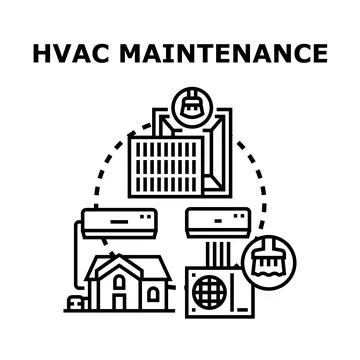 Hvac system maintenance service planning and repairing Stock Illustration