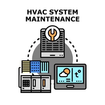 Hvac system maintenance service planning and climate control Stock Illustration