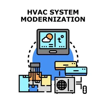 Hvac system modernization and smart air conditioning concept Ilustración de archivo