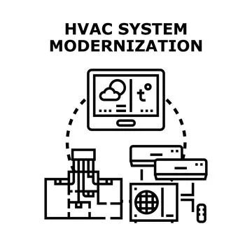 Hvac system modernization and smart air conditioning concept Ilustración de archivo